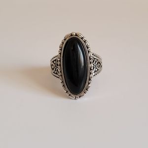 Onyx Silver Ring Size 8.5